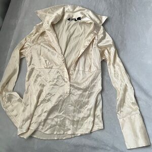 Zara Basic Ivory Satin Blouse